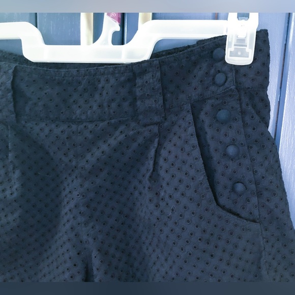 French Connection Black Eyelet High Waist Shorts 2 4 6 Parisian Whimsigoth READ - Picture 2 of 5